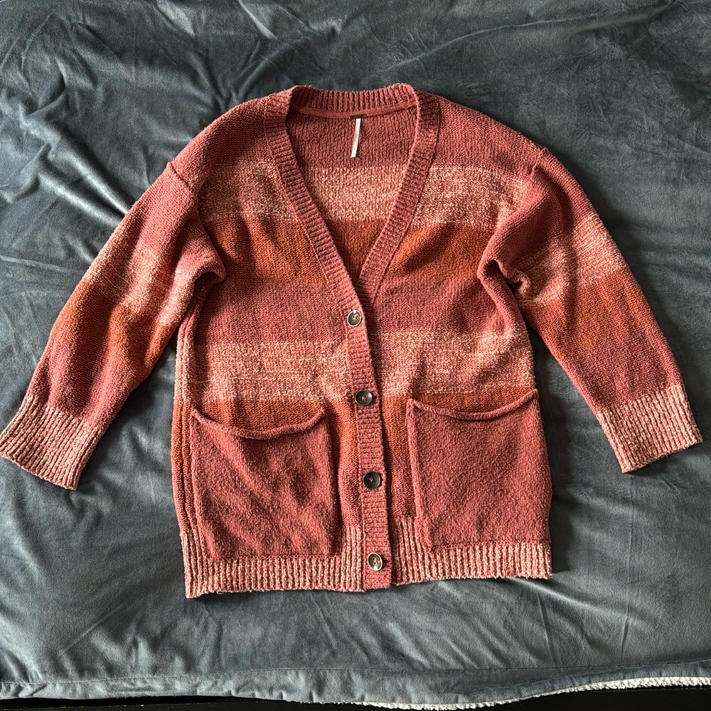 Free People Southport oversized striped cardigan sweater